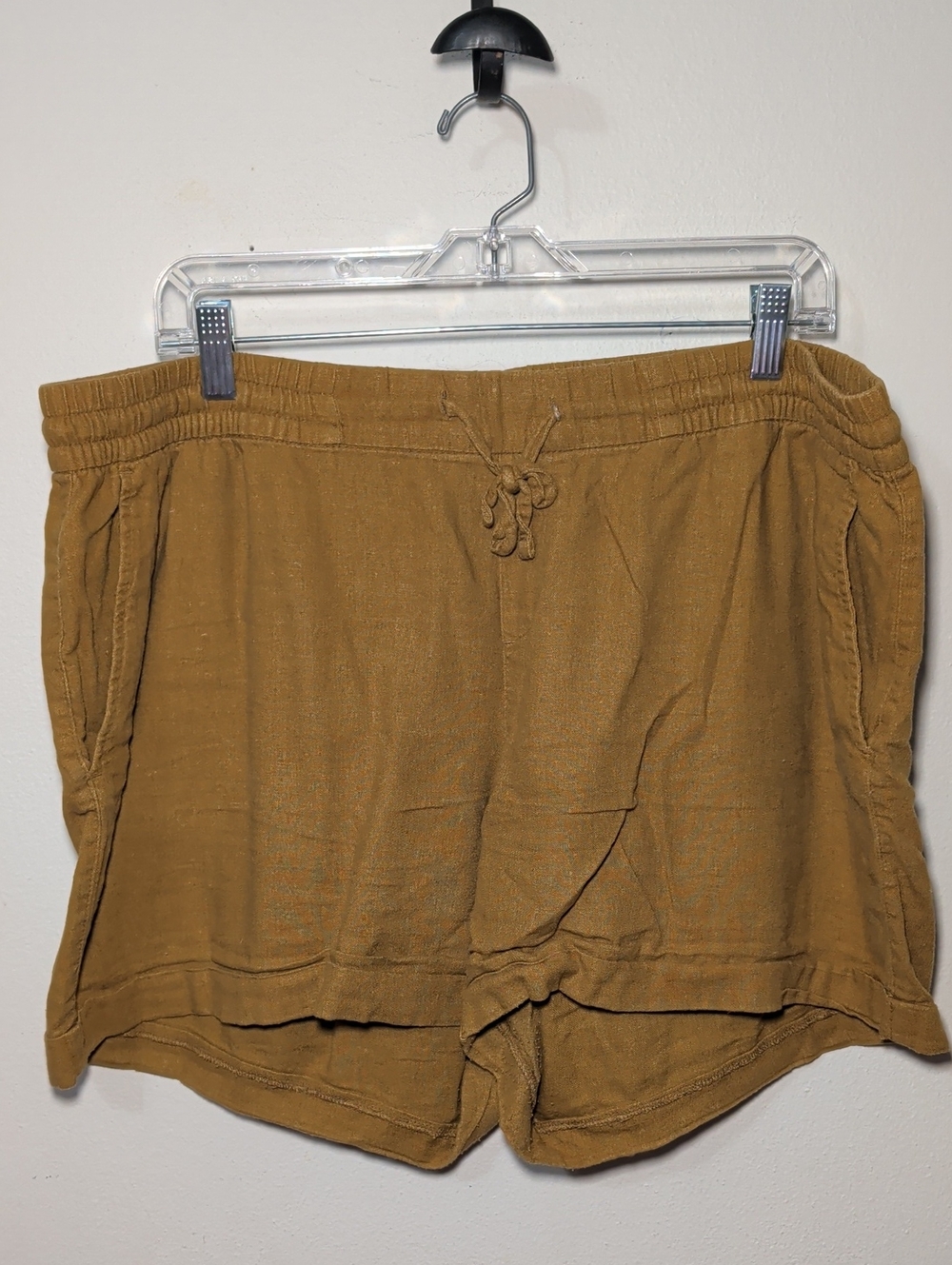 Old Navy High Waist Linen-Blend Shorts Dark Mustard Yellow Cuffed Hem Size XL